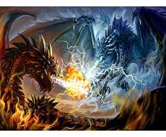 WXLZY DIY Malen nach Zahlen Drache Ölgemälde für Kinder Erwachsene Anfänger16x20 Zoll Leinwanddruck Wandkunst Dekoration