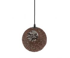 Landhaus Stil, E27 Rund Kugel Weidenkugel Decke Lampenschirm, mit Loch 20cm, mit Kabel 80cm, für Glühbirne Pendelleuchte Hängeleuchte Deckenleuchte Wohnzimmer Dekoration - Kaffee