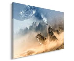 Feeby. Wandbild - 1 Teilig - 70x100 cm, Leinwand Bild Leinwandbilder Bilder Wandbilder Kunstdruck, WÖLFE, Natur, BRAUN
