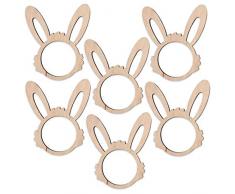 Kleinlaut Serviettenring - Dekorative Tischdeko aus Holz - 6er Set - Motiv: Hase