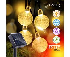 Led Lichterkette Solar Außen 10M 40 LED Solar Lichterketten Außen Outdoor Lichterkette Balkon Gartenbeleuchtung Solar Garten Deko für Außen Lichterkette Kugel Wasserdicht Terrassen deko Wetterfest