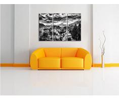 Monocrome, Gigantisches Dorf in China 3-Teiler Leinwandbild 120x80 Bild auf Leinwand, XXL riesige Bilder fertig gerahmt mit Keilrahmen, Kunstdruck auf Wandbild mit Rahmen, gänstiger als Gemälde oder Ölbild, kein Poster oder Plakat