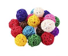 NUOBESTY 40 Stücke Rattankugel Bunte Dekokugeln Wicker Rattan Ball Kugeln Hochzeit Tischdeko Streudeko Party Hängedeko Aromatherapie Duft DIY Handwerk 3cm