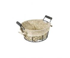 Adam Schmidt Schale Rund 23cm aus Drahtgeflecht, Stoff, Grau / Beige, 30 x 20 x 20 cm