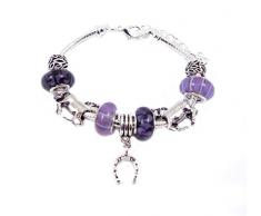 Damen-Charm-Armband mit Pferde-Figur im Pandora-Stil, mit Geschenkbox