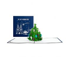 Pop-Upp Karte Tannenbaum | Köln - Frohe Weihnachten Blau, Kölner Weihnachtskarte, Tannenbaum Köln, Pop Up Karte zu Weihnachten, 3D Karten, Grußkarte, Adventskarte, Christmas Card Cologne,