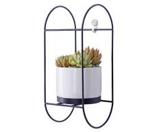 VanEnjoy Moderne weiße Keramik-Wand-Pflanzgefäße, Vase und Kupfer, Sukkulentententopf, Mini-Kaktus, künstliche Blumen, hängend, geometrische Wanddekoration Modern Oval Schwarz