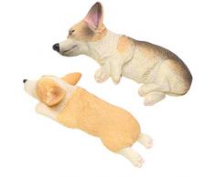 B Blesiya 2pcs Mini Dekofigur Corgi Tierfigur Gartendeko Dekohund Hund Mini Dekofiguren Tier Tischdeko