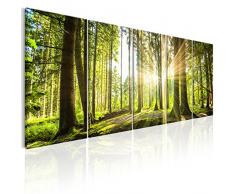 decomonkey Bilder Wald 200x80 cm XXL 5 Teilig Leinwandbilder Bild auf Leinwand Vlies Wandbild Kunstdruck Wanddeko Wand Wohnzimmer Wanddekoration Deko Natur Landschaft