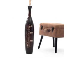 Leewadee Große Bodenvase für Dekozweige hohe Standvase Design Holzvase 75 cm, Mangoholz, braun