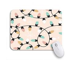 Gaming Mouse Pad Blue Pattern Weihnachtsgirlande Buntes Licht Niedliche Zusammenfassung Helle rutschfeste Gummi Backing Computer Mousepad für Notebooks Maus Matten