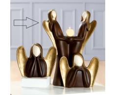 GILDE Francis Engelpaar mit Leuchter, 46 cm, braun-Gold