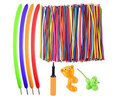 TUPARKA 200 Pcs Modellierballons Lange Zauberballons mit Ballonpumpe für Hochzeit Geburtstagsfeier Lieferungen (Farbe Zufällig)