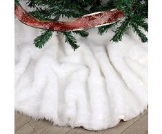 Deggodech Plüsch Weihnachtsbaum Röcke Weihnachtsschmuck Kunstfell Weiß Weihnachten Baum Rock Urlaub Baum Ornamente Dekoration für Weihnachten (90cm)
