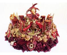 Adventskranz MARE VENEZIA Luxus Maritim grosse Adventsdeko Tischkranz Rot Goldfarben Muscheln romantische Weihnachtsdeko Froschkönig Harlekin