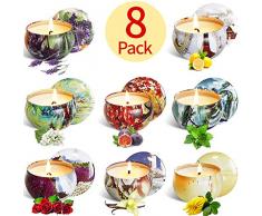 mreechan Duftkerzen 8 Stück Aroma Kerzen Vanilla Lavendel Rose Zitrone Feige Jasmin Frühling Bergamotte Sojawachs Aromatherapie Kerze Geschenkset für Geburtstag, Hochzeiten und Weihnachten
