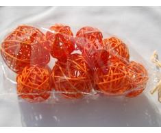 Rattankugeln sortiert orange, 3 + 4 + 7 cm, 10 Stück, Dekokugeln Tischdeko