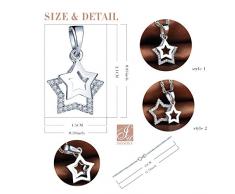 Unendlich U Damen Halskette Beweglich Doppel Pentagramme Sterne 925 Sterling Silber Zirkonia Anhänger Kette, mit Weiße Geschenkbox/Blaue Geschenktasche (Silber(mit Geschenkbox))