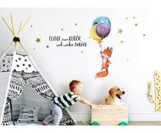 Little Deco Wandsticker Fuchs mit Ballons und Spruch Fliege zum Glück I S - 56 x 32 cm (BxH) I Kinderzimmer Aufkleber Wandaufkleber Babyzimmer Jungen Wandtattoo DL278
