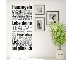 Grandora Wandtattoo Hausregeln Lache Lebe Liebe I dunkelgrau (BxH) 58 x 135 cm I Familie Flur Küche Wohnzimmer Sticker Aufkleber Wandsticker Wandaufkleber W5452