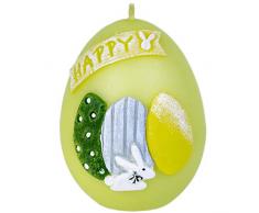 holzalbum Ei Ostern Ø 7x9 cm Osterkerze Eierkerze Kugelkerze Osternest Wachs Kerze Motiv