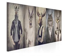 decomonkey Bilder Natur 150x50 cm XXL 1 Teilig Leinwandbilder Leinwand Wand Bild Wandbild Kunstdruck Retro Vintage Wanddeko Menschen Zebras Hirsche Tiere Katzen