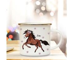 ilka parey wandtattoo-welt Emaille Becher Camping Tasse mit Pferd Pferdchen & Name Kaffeetasse Geschenk Kaffeebecher eb77