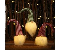 goodjinHH Weihnachten Deko Wichtel mit LED 31 cm Hoch, Schwedischen Weihnachtsmann Santa Tomte Gnom, Skandinavischer Zwerg Geschenke für Kinder Familie Weihnachten Freunde (rot)