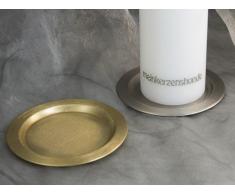 Kerzenteller Kerzenständer Kerzenhalter für Hochzeitskerze Taufkerze Silber oder Gold 16626, Farbe:Silber