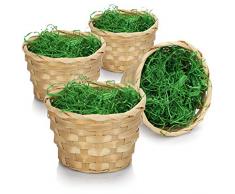 com-four® 4X Osterkörbchen mit Deko Gras - Osterkörbe aus Bambus mit grünem Gras - Bastkorb mit Ostergras (08 Stück - Bambuskorb + Gras)