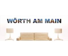 Wandtattoo farbige Wandschrift Städtename Wörth am Main mit Sehenswürdigkeiten 80 x 8 cm Länge