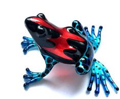 Frosch Rot Schwarz Blau - Figur aus Glas Deko Setzkasten Vitrine - New Frog Glasfigur Glastier