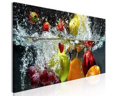 decomonkey Bilder Küche 120x40 cm XXL 1 Teilig Leinwandbilder Bild auf Leinwand Vlies Wandbild Kunstdruck Wanddeko Wand Wohnzimmer Wanddekoration Deko Obst Gemüse