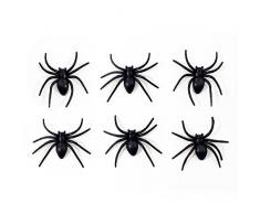 Oblique Unique® 6X Spinnen Groß Schwarz Halloween Fasching Karneval Tisch Deko Scherz Artikel zum Gruseln und Erschrecken