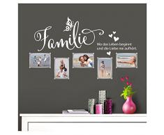 Grandora Wandtattoo Familie - Fotorahmen selbstklebend I weiß (BxH) 84 x 49 cm I Aufkleber Sprüche für Wohnzimmer Modern Wandaufkleber W5000