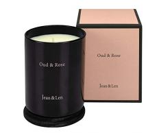 Jean & Len Duftkerze Oud & Rose, angenehmer Duft aus dem Harz des Alderbaums kombiniert mit samtig-blumiger Rose, 230g, 1 Stück