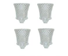 Dekowelten 4er Set Glasaufsatz Dicke Version für Kerzenleuchter Kerzenständer Teelichtaufsatz Teelichthalter aus Glas Perle Punkt Struktur