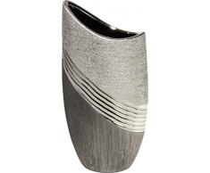 Moderne Dekovase Blumenvase Tischvase aus Keramik silber/grau Höhe 30 cm