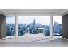 Fototapete Vlies Tapete Vliestapete ForWall New York Panorama VEXXXL (416cm. x 254cm.) Photo Wallpaper Mural AMF1323VEXXXL Stadt Urban New York Wolkenkratzer Tarrasse