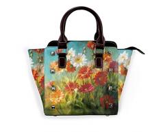 BROWCIN Daisy Flower Retro Daisy Bloom Knospen Ölgemälde Romantik Abnehmbare mode trend damen handtasche umhängetasche umhängetasche