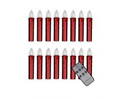 hdg LED Baumkerzen rot lose mit Fernbedienung Ø 15 mm passend für Klassische Baumkerzenhalter für Weihnachtsbaum (rot, 16 Stück)