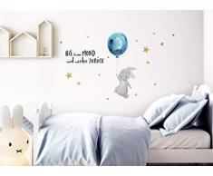 Little Deco Wandtattoo Kinderzimmer Hase & Zitat Bis zum Mond I 85 x 49 cm (BxH) I Luftballon Kinderbilder Deko Babyzimmer Junge Aufkleber Sticker Wandaufkleber DL206-2
