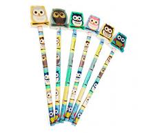 12 x Bleistifte mit Radiergummi Eule | Überraschungsgeschenk | Geburtstag ┃ Partygeschenke | Weihnachtsstrümpfe | Spielpreis | Auszeichnungen der Klasse