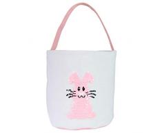Dasongff Osterhasen Taschen Osterkörbe Geschenk-Tasche mit Bunny Ostern Hase Tasche Party Festival Deko Jute Stoff Tragetaschen für Kinder Eier Jagd, Süßigkeiten und Geschenke Carry Bucket (E, 1 PC)