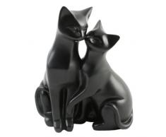 Katzenfigur mit zwei Katzen, Motiv Mr & Mrs Cat, Zierelement für Katzenliebhaber, Weiß, Kunstharz, Schwarz , 21 x 16 x 12cm