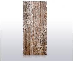 wandmotiv24 Türtapete Holzwand mit Mandalas 90 x 200cm (B x H) - Dekorfolie selbstklebend Tapete, Tür-Aufkleber, Türbild, Wandbild M0722