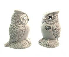 mareu-design Eule, Eulen-Figur, Miniatur mit kleinem Herz, handbemalt, in Geschenkebox, Made with Swarovski® Elements, Dt. Handarbeit, Sammlerstück, Deko Wohnzimmer (Silber transparent)