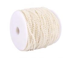 50M Perlengirlande, Künstlich Perlenband Perlenkette für Hochzeit DIY-Handwerk Dekoration(Beige)