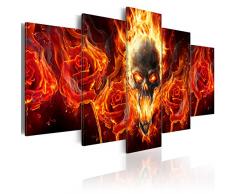 murando - Bilder 225x112 cm - Leinwandbilder - Fertig Aufgespannt - Vlies Leinwand - 5 Teilig - Wandbilder XXL - Kunstdrucke - Wandbild - Totenkopf Blumen a-A-0108-b-n