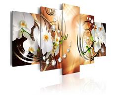 murando - Bilder 200x100 cm Vlies Leinwandbild 5 TLG Kunstdruck modern Wandbilder XXL Wanddekoration Design Wand Bild - Blumen Orchidee Perlen Diamant b-A-0257-b-o